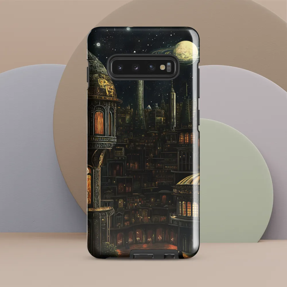 Celestial Enigma: A Surreal Cityscape | Phone Case |  S10 Plus | Tough Case | Glossy