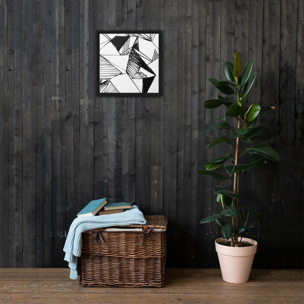 Dynamic Geometry in Ink | Canvas with Black Frame | 16″×16″