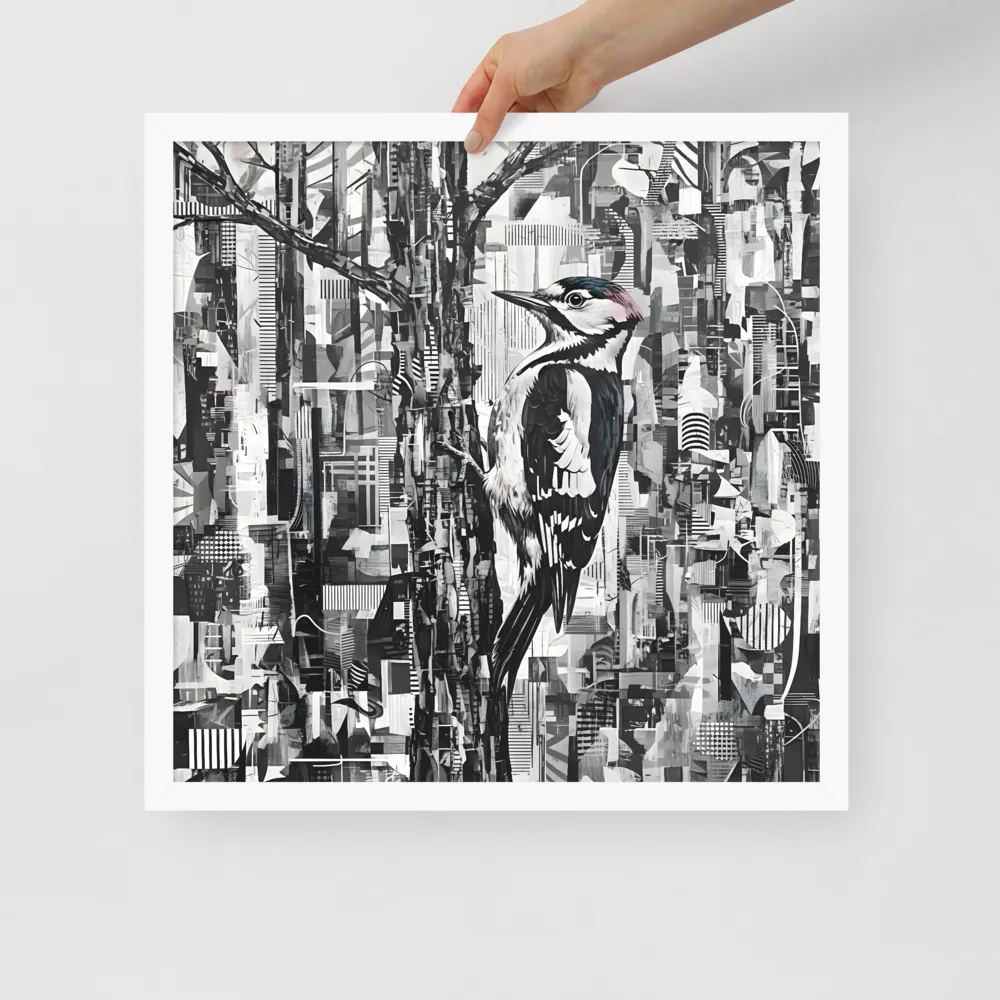 Woodpecker Collage 
 Poster with White Frame | 18″x 18″