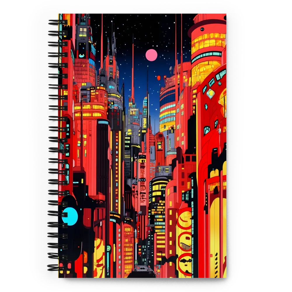 Neon Dreams: A Cyberpunk Cityscape | Spiral Notebook