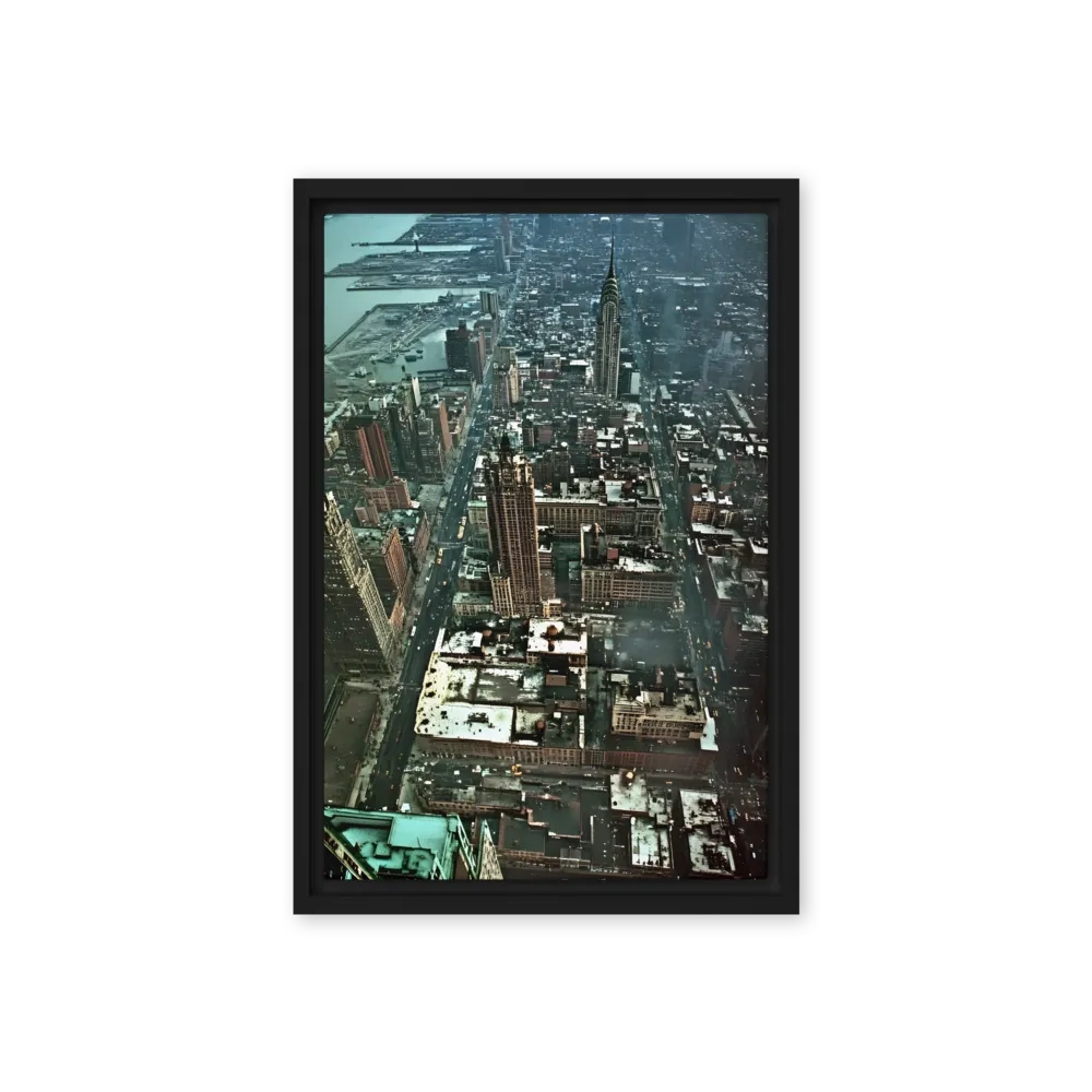 Aerial Symphony of Urban Life | Canvas with Black Frame | 12″×18″