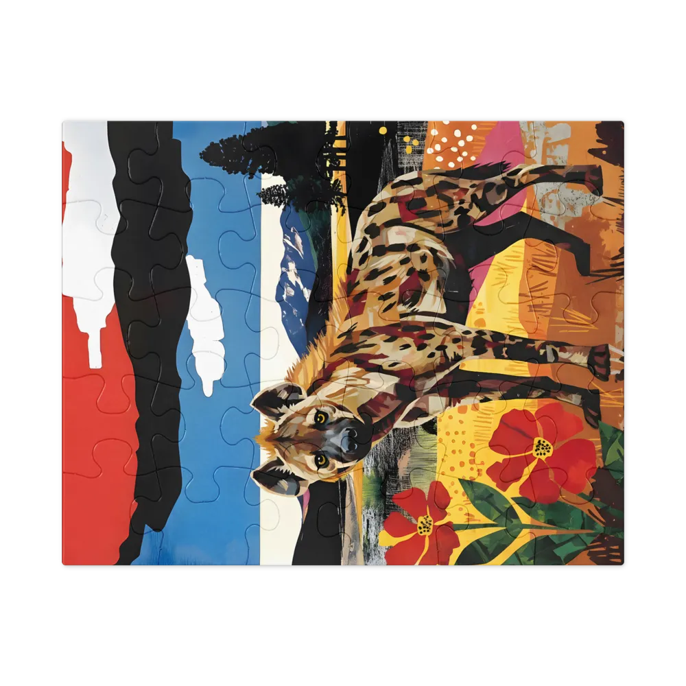 Hyena in Bloom 
 Jigsaw Puzzle in Tin Box