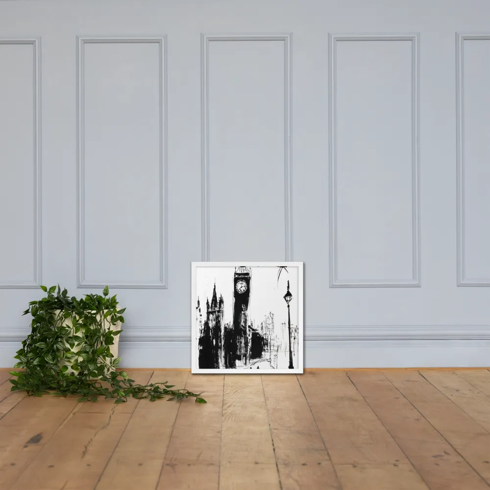 Clock Tower in Motion | Poster with White Frame | 18″×18″