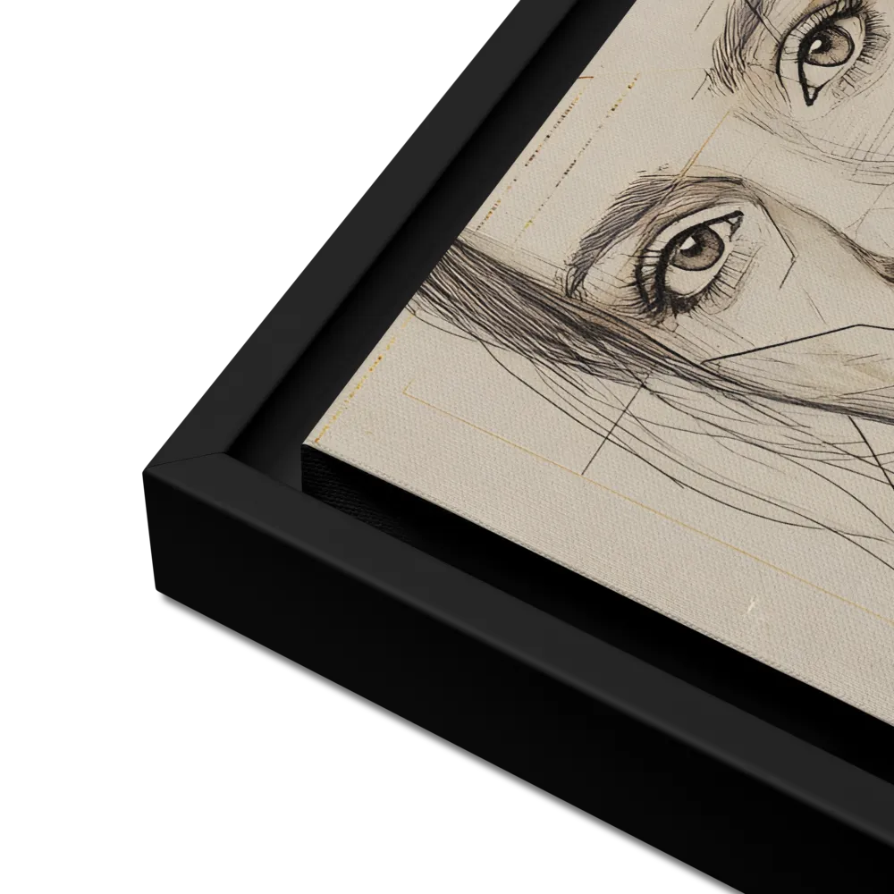 Geometric Elegance: A Modern Portrait | Canvas with Black Frame | 12″×16″