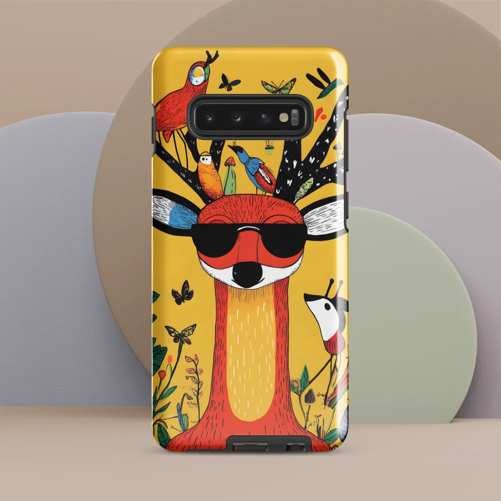 Playful Deer with Sunglasses | Phone Case |  S10 Plus | Tough Case | Glossy