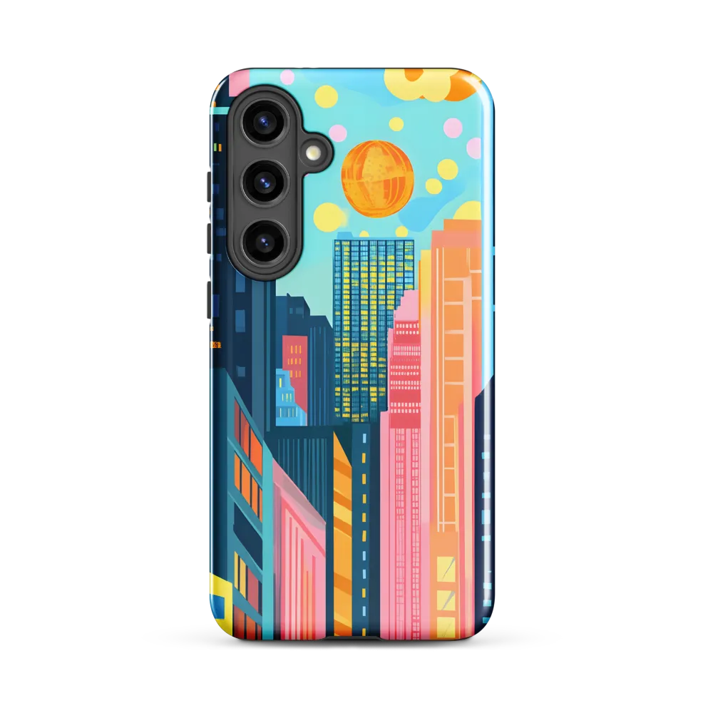 Cyan Skyline with Golden Orb