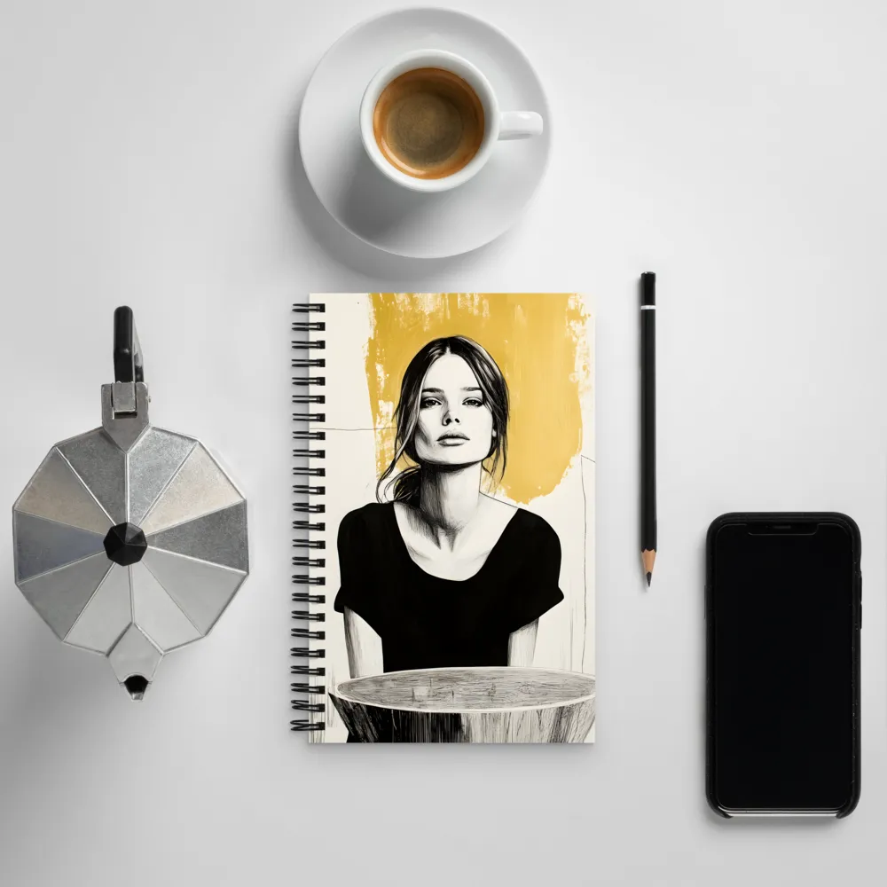 Golden Serenity: A Minimalist Portrait | Spiral Notebook