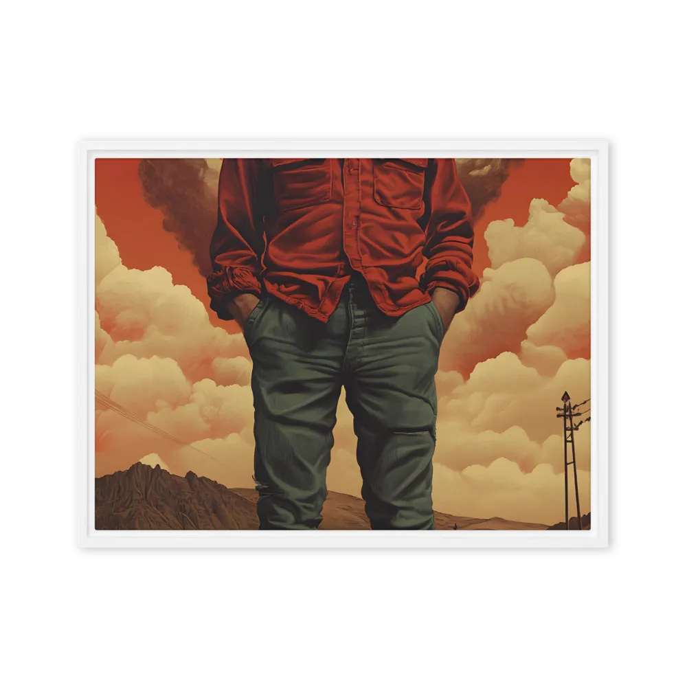 Defiant Spirit in a Surreal Landscape | Canvas with White Frame | 18″×24″