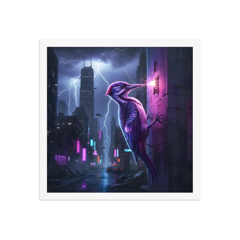 Neon Woodpecker 
 Poster with White Frame | 16″x 16″