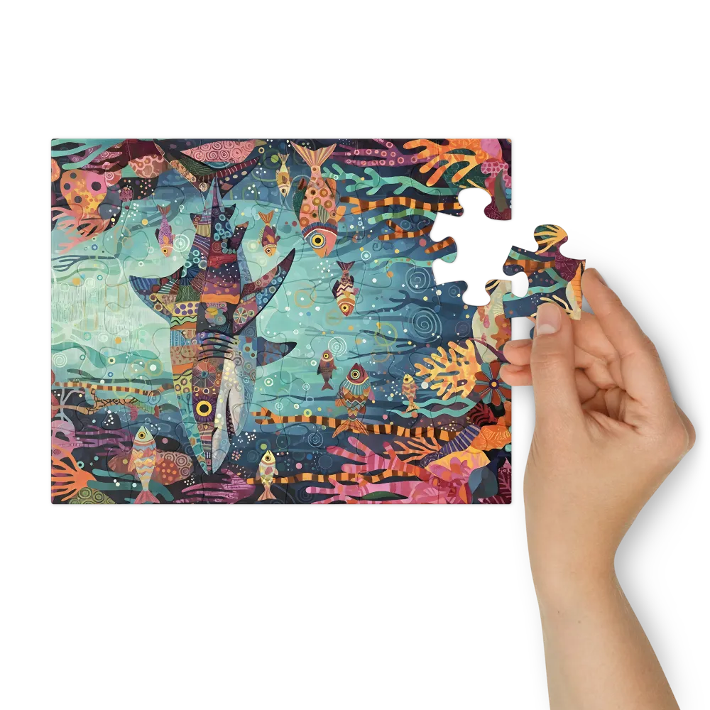Patchwork Reef Shark 
 Jigsaw Puzzle in Tin Box