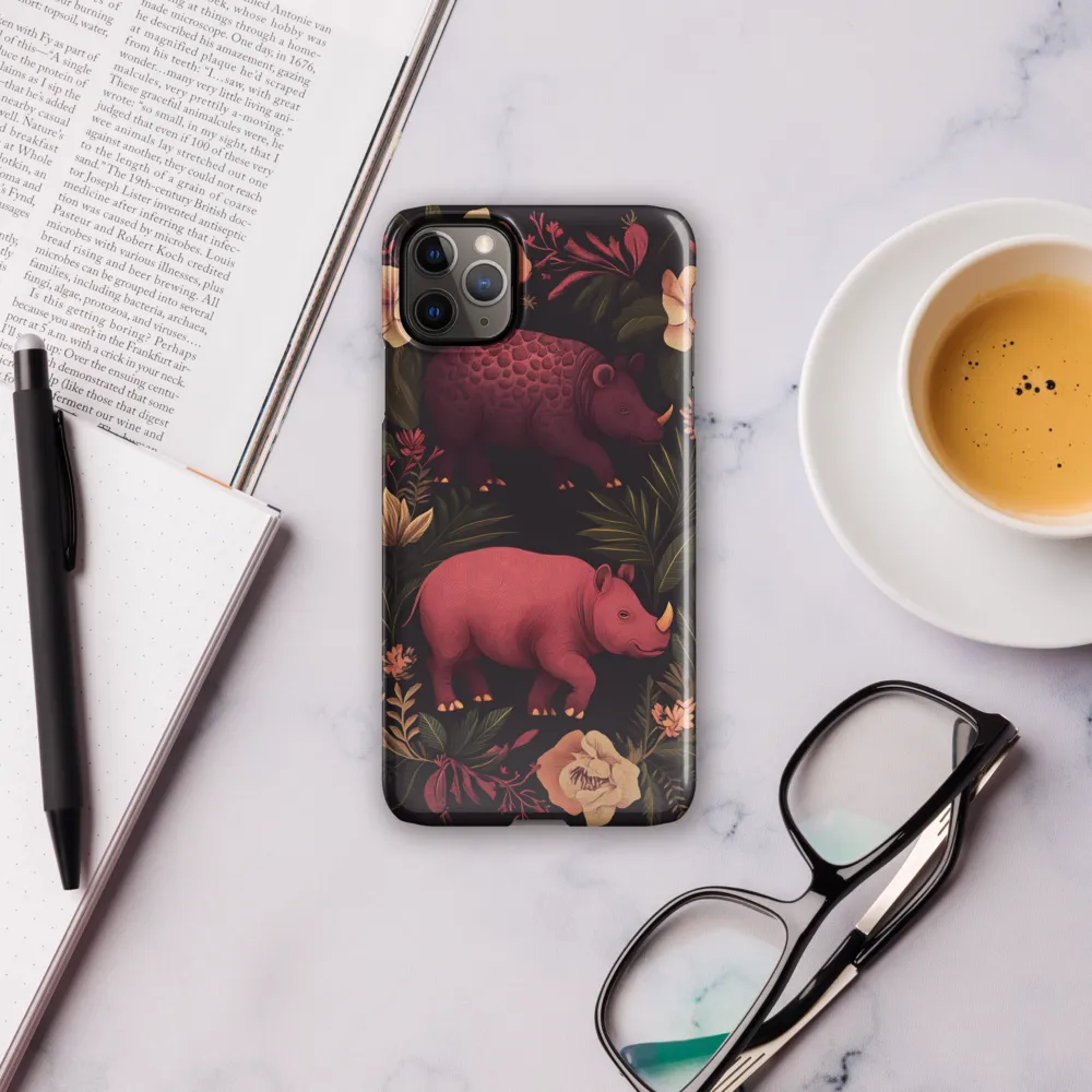 Rhinos in Floral Embrace | Phone Case |  11 Pro Max | Snap Case | Glossy