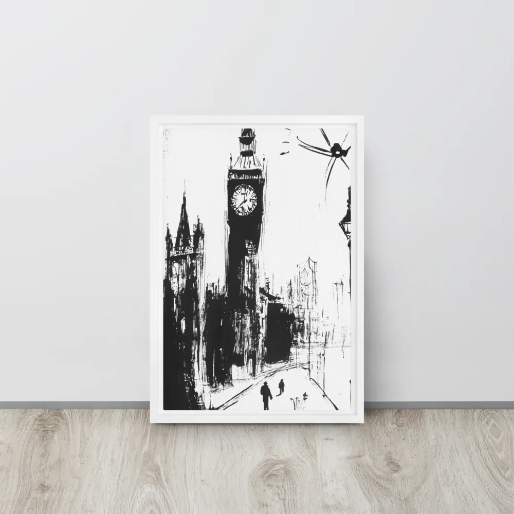 Clock Tower in Motion | Canvas with White Frame | 12″×18″