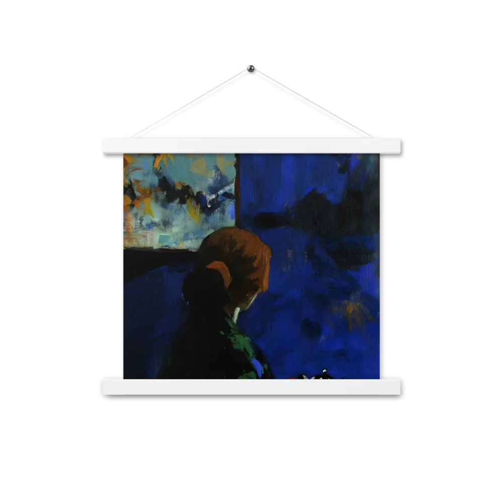 Contemplation Under the Night Sky | Poster With White Wood Hanger | 14″×14″