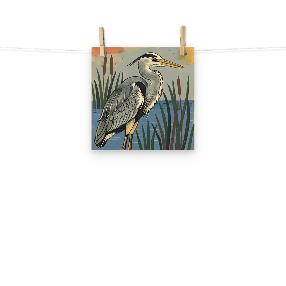 Marsh Heron 
 Poster | 10″x 10″