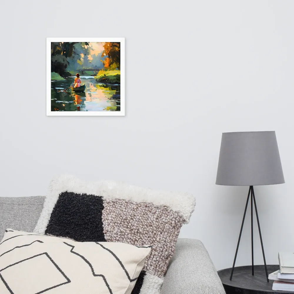 Rowing at Dusk 
 Poster with White Frame | 14″x 14″