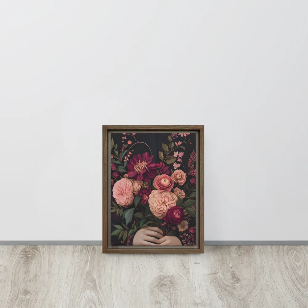 Botanical Elegance | Canvas with Brown Frame | 9″×12″