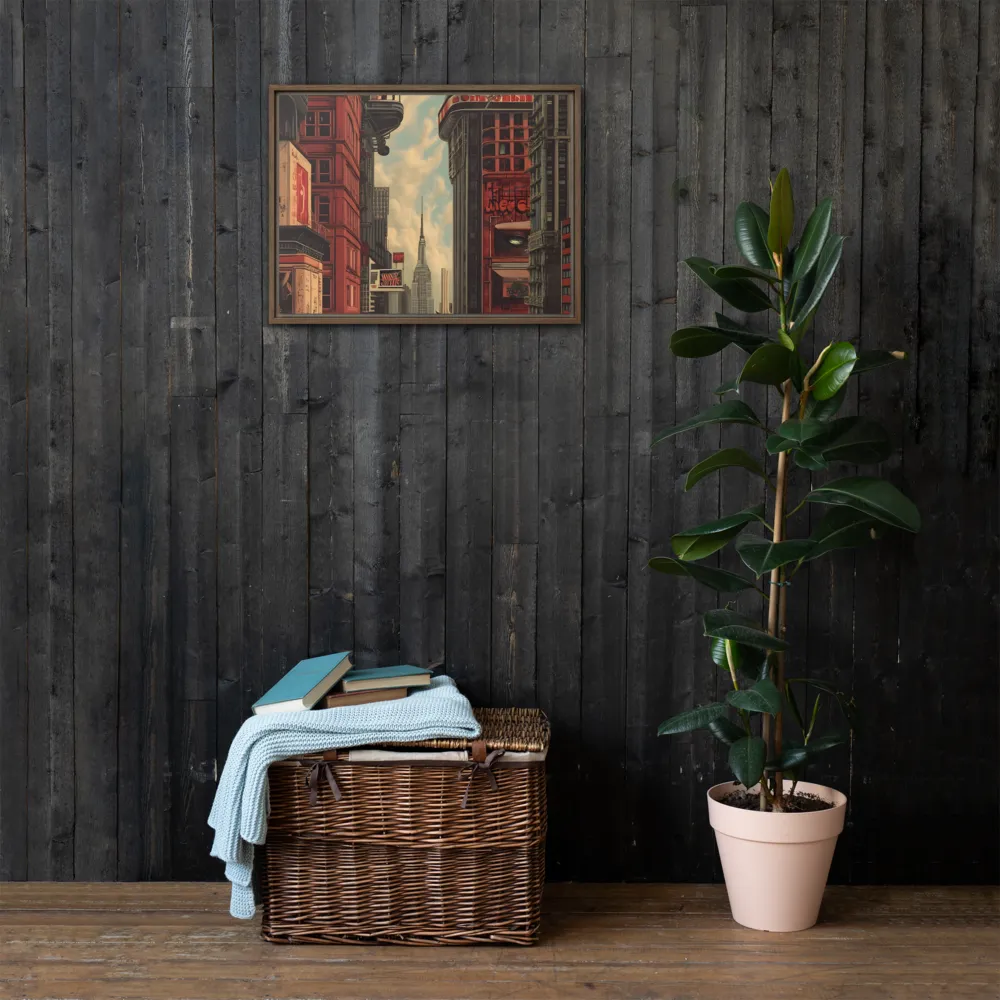 A Glimpse of Tomorrow: Urban Ambition | Canvas with Brown Frame | 18″×24″