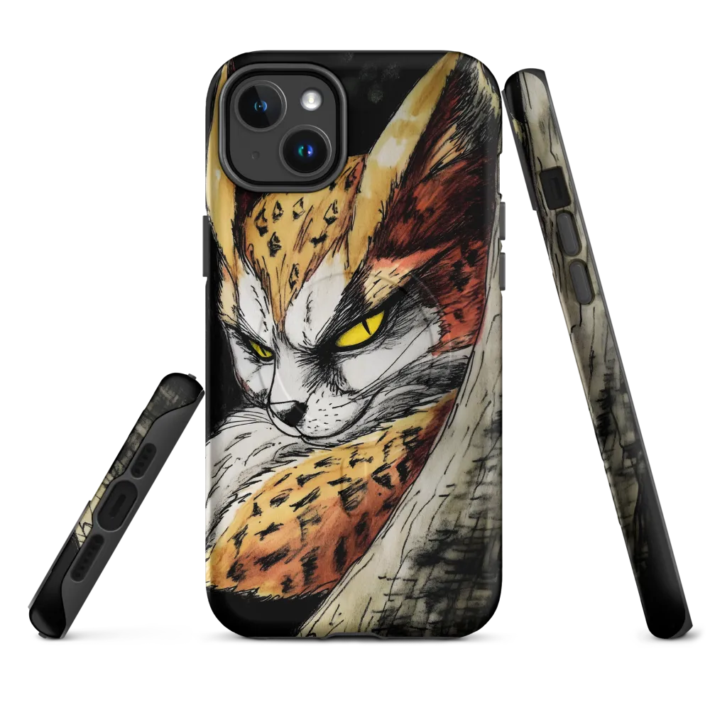 Fierce Gaze of the Wild Cat | Phone Case |  14 Plus | MagSafe® Tough Case | Matte