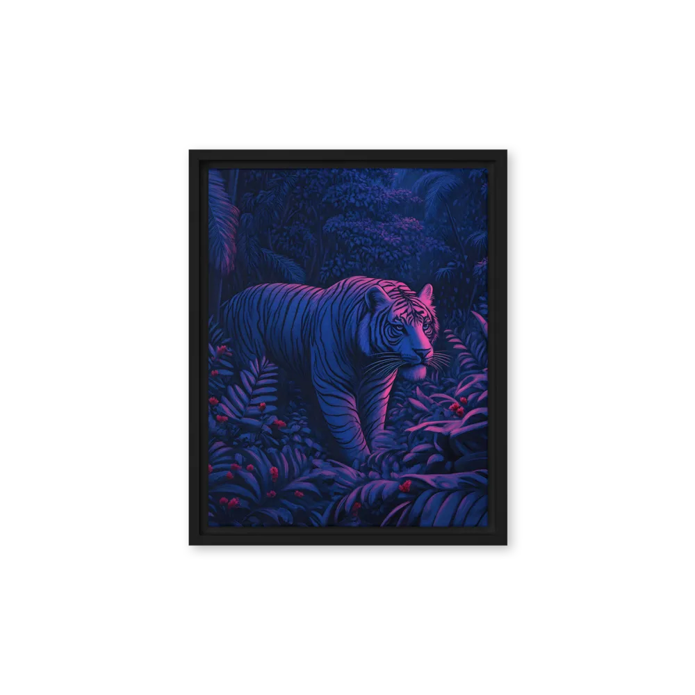 Mystic Prowler: The White Tiger in the Jungle | Canvas with Black Frame | 11″×14″