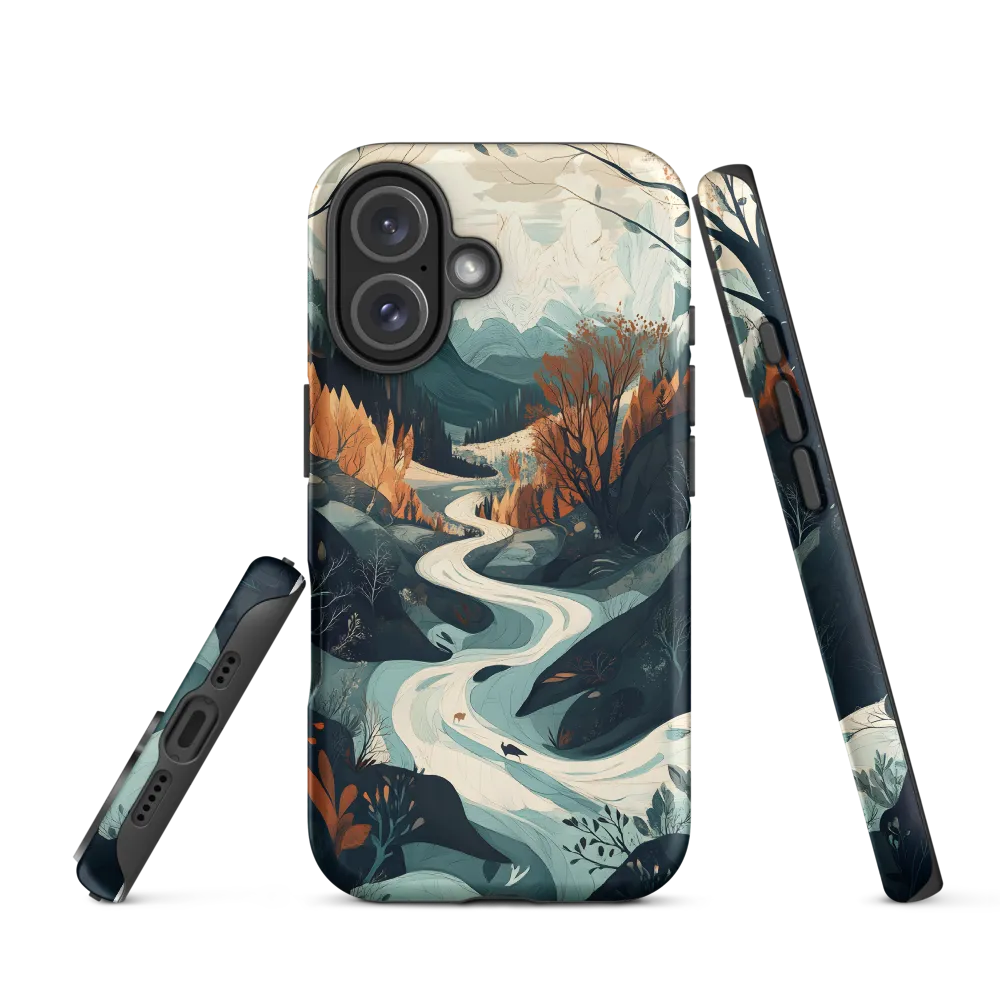 Winding Serenity: A Digital Landscape | Phone Case