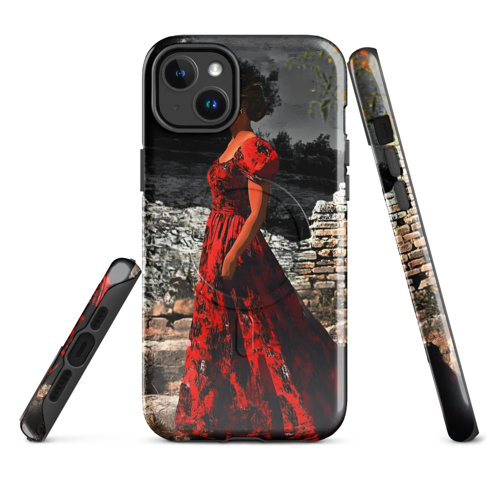 Elegance in Red | Phone Case |  14 Plus | MagSafe® Tough Case | Glossy