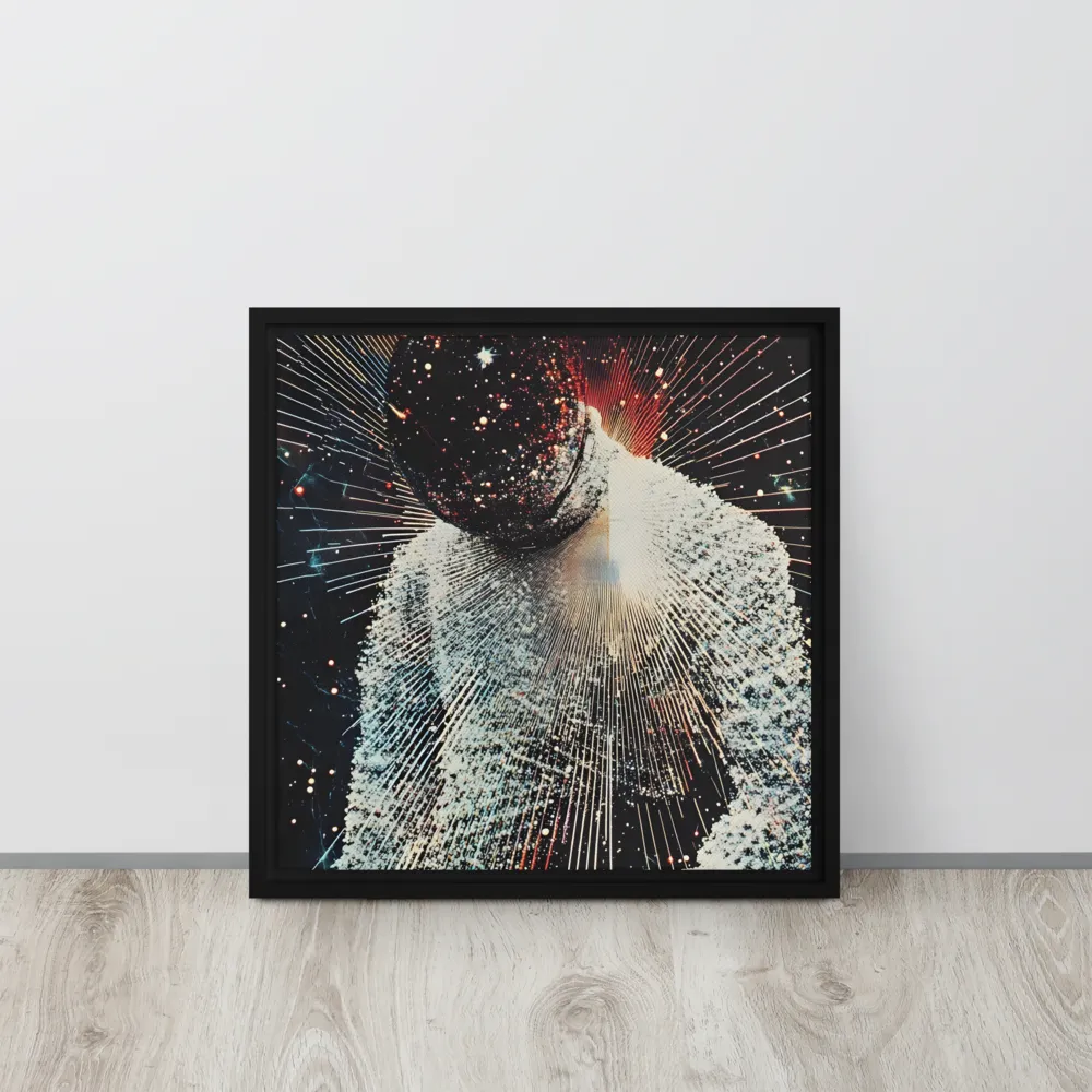 Ethereal Astronaut: A Journey Through the Cosmos | Canvas with Black Frame | 16″×16″