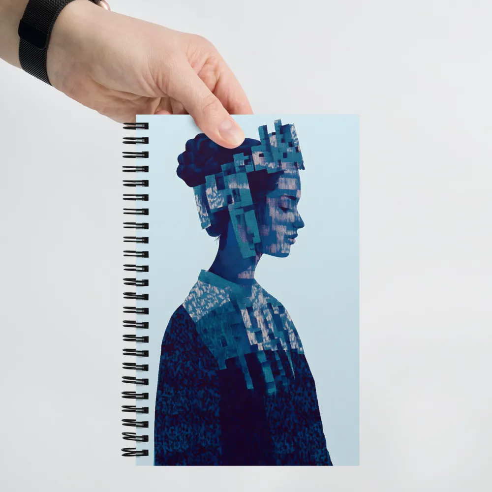 Digital Portrait in Abstract Blue | Spiral Notebook