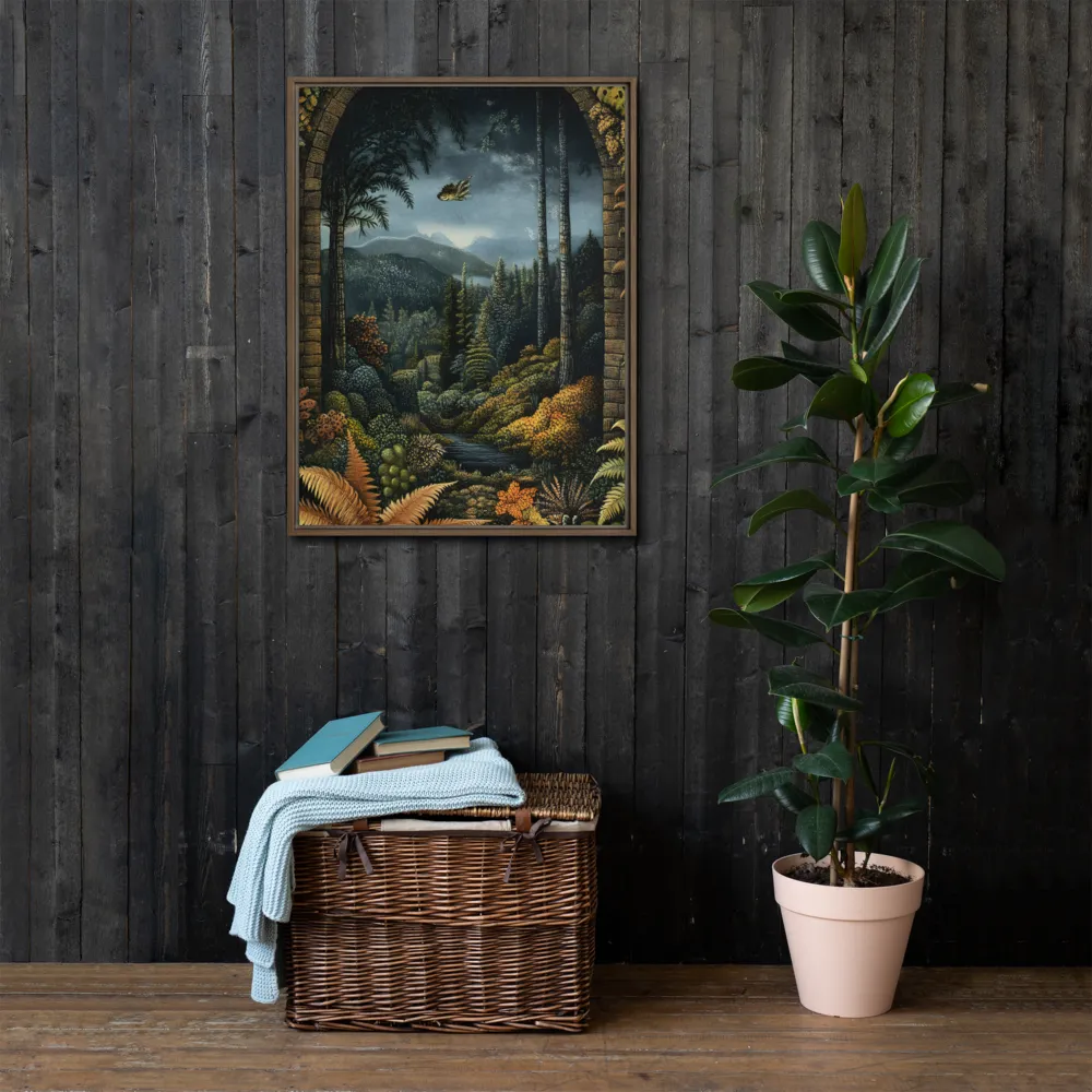 Whispers of the Enchanted Forest | Canvas with Brown Frame | 24″×32″