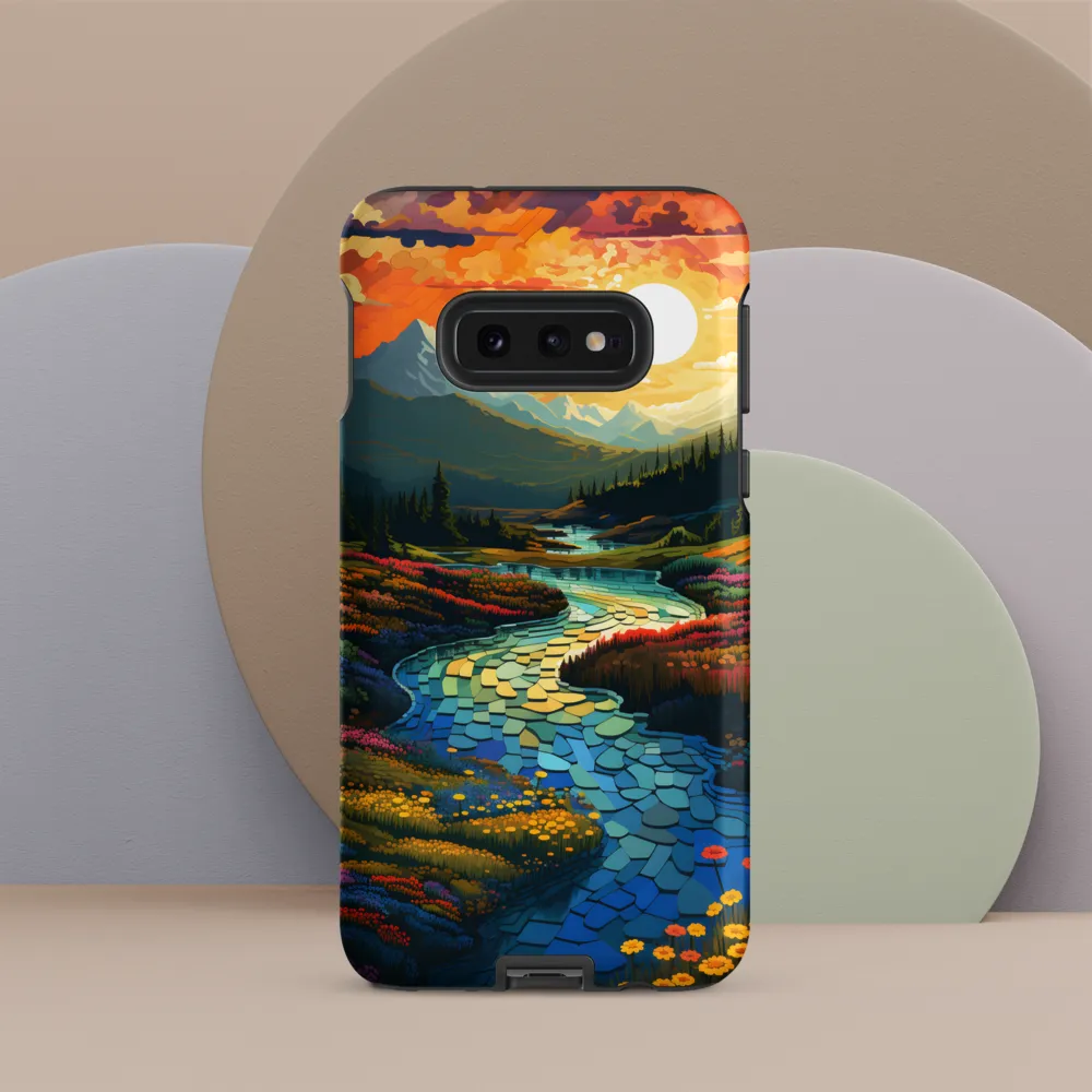 Serenity in Sunset: A Winding River's Embrace
