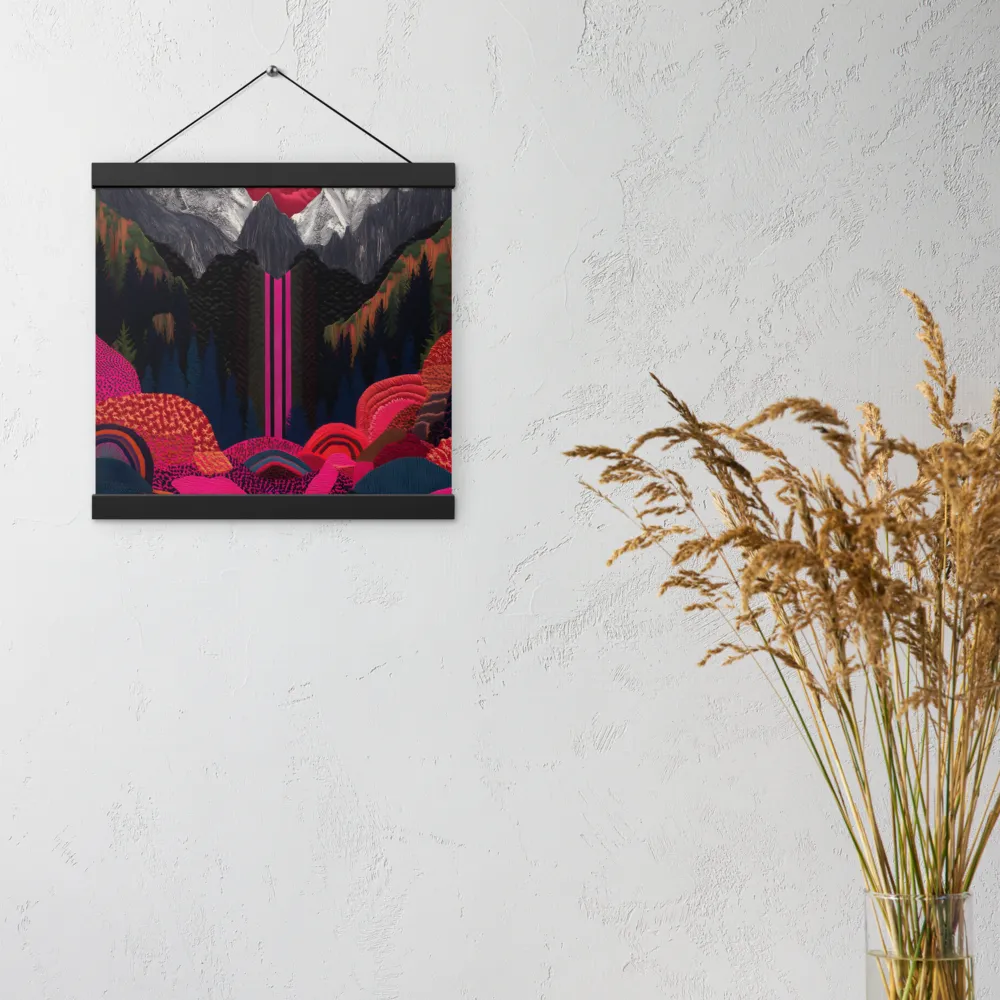 Ethereal Cascade: A Surreal Landscape | Poster With Black Wood Hanger | 12″×12″