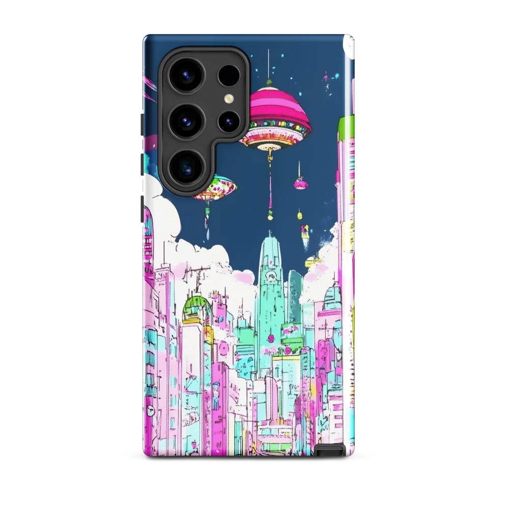 Futuristic Cityscape with Floating Structures | Phone Case |  S24 Ultra | Tough Case | Glossy
