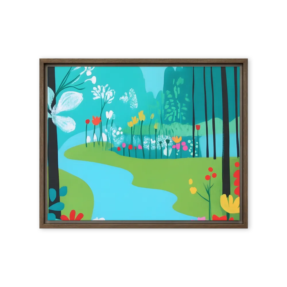 Whispers of Spring: A Colorful Retreat | Canvas with Brown Frame | 16″×20″