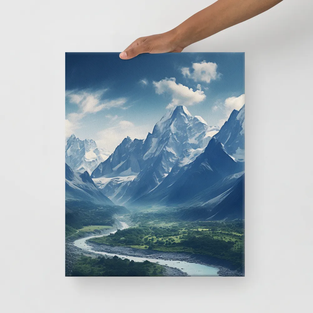 Majestic Serenity: A Landscape of Mountains and Rivers | Canvas | 16″×20″