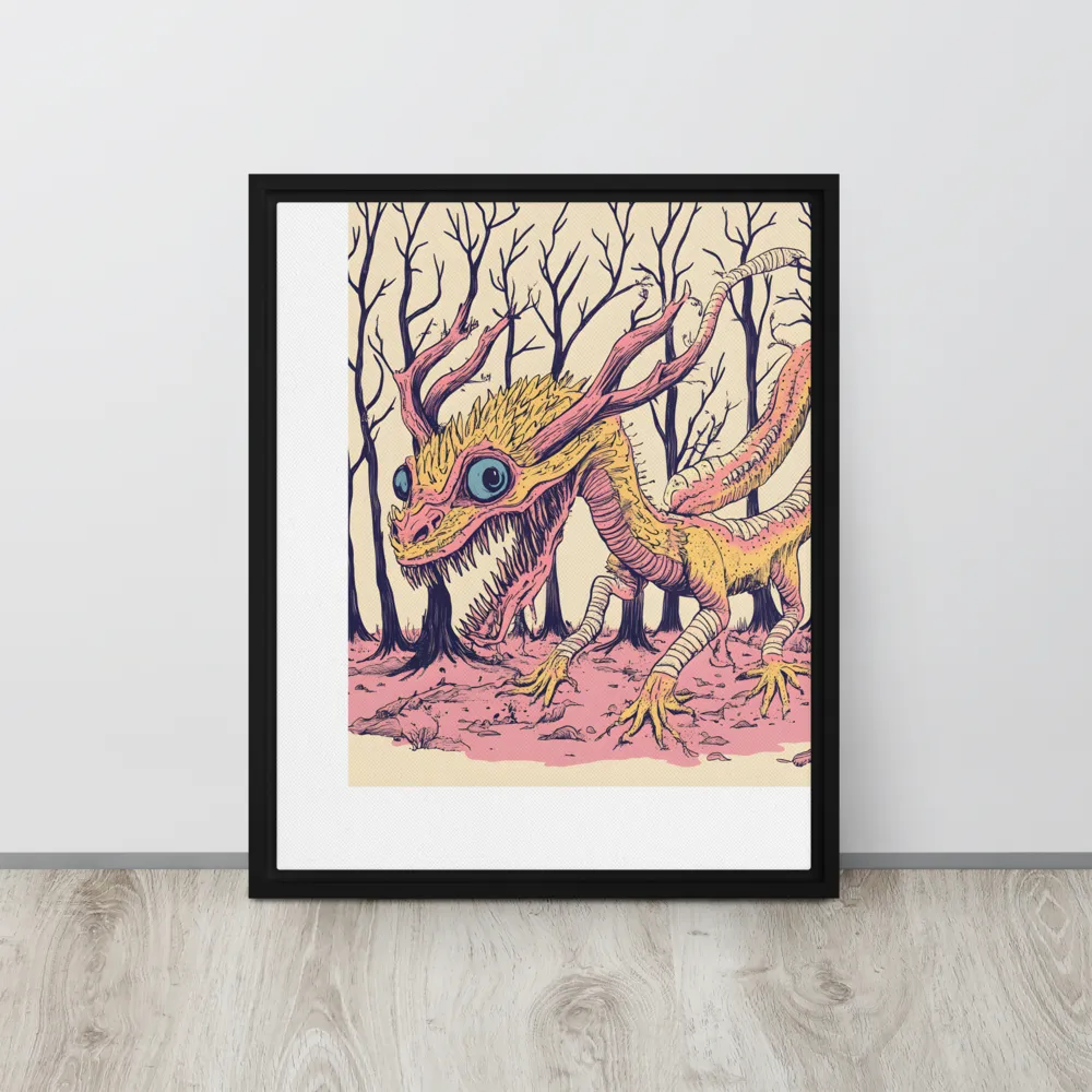 The Enigmatic Dragon of the Desolate Forest | Canvas with Black Frame | 16″×20″