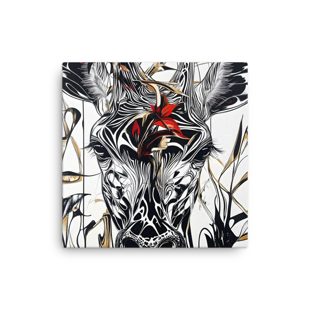 Floral Elegance: The Giraffe's Portrait | Thin Canvas | 12″×12″