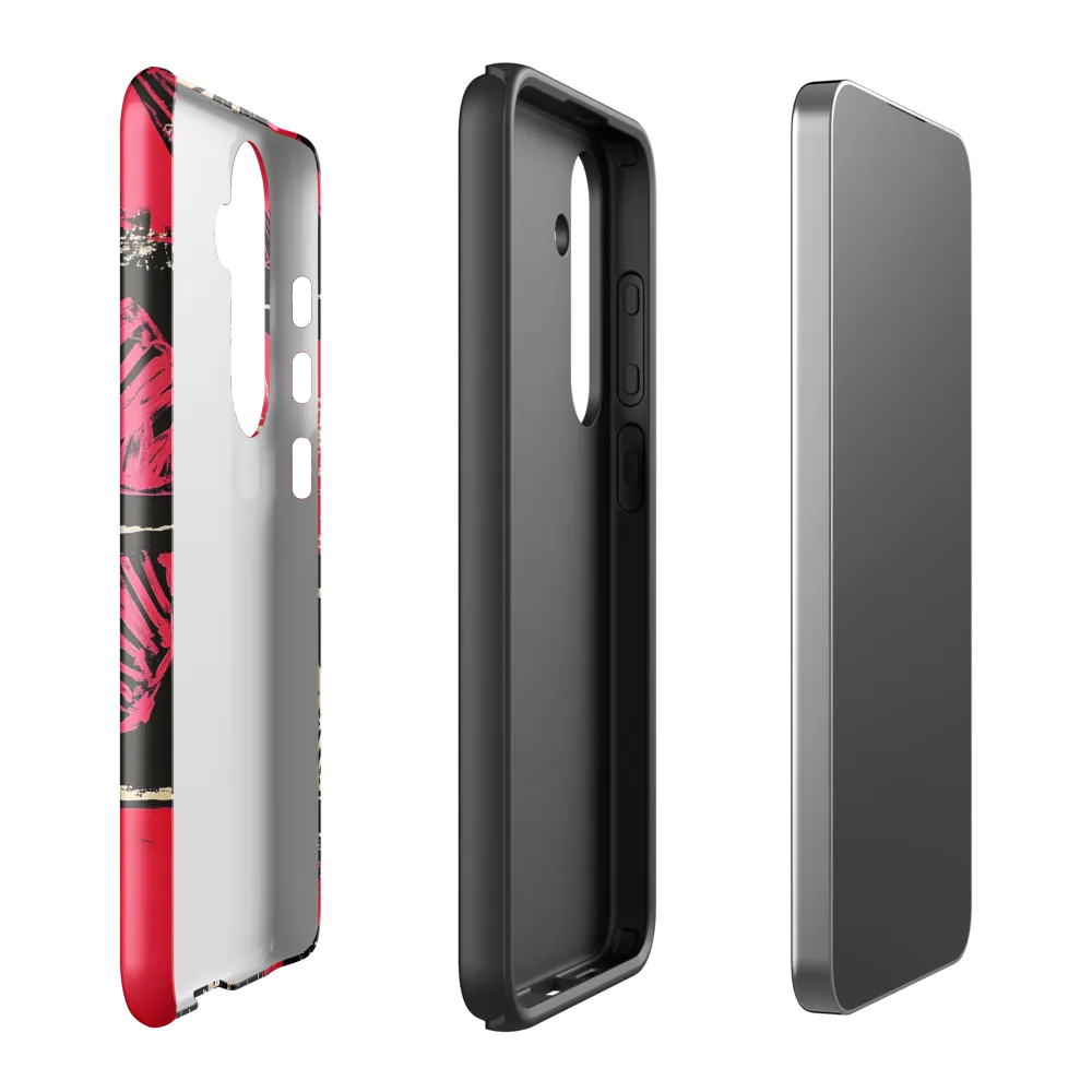 Geometric Symphony in Pink and Black | Phone Case |  S24 Plus | Tough Case | Glossy