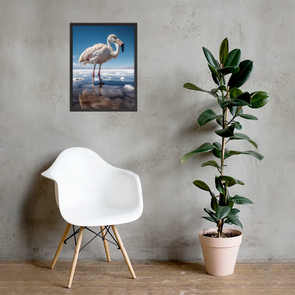 Graceful Solitude of a Flamingo | Poster with Black Frame | 18″×24″