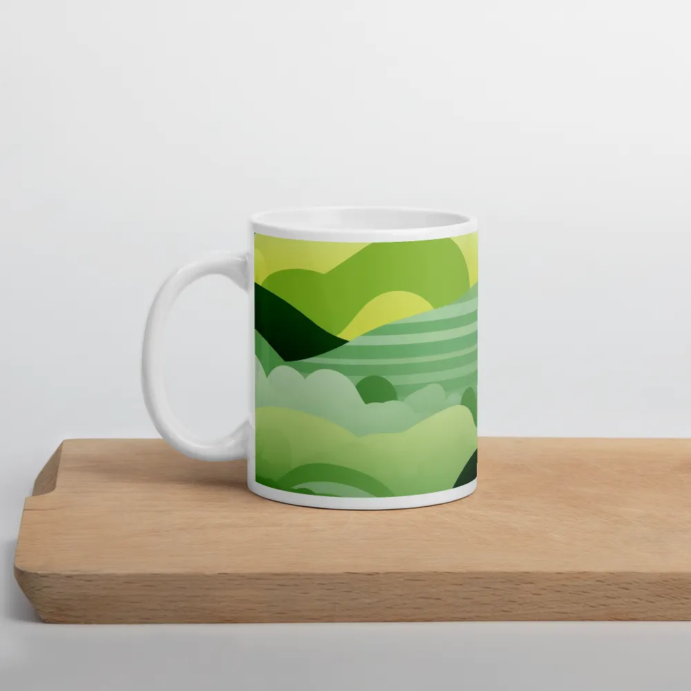 Tranquility in Green Waves | Mug with White inside | 11 oz