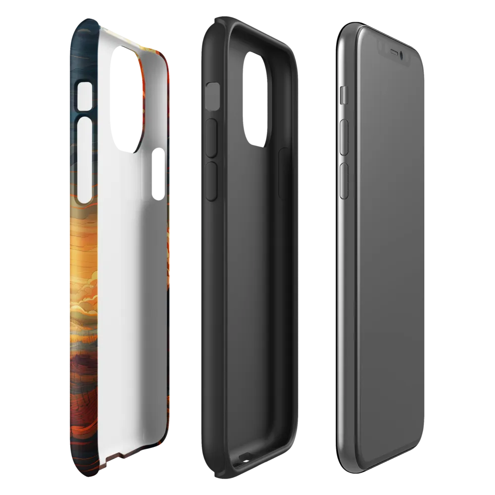Ethereal Sunset: A Serene Landscape in Flowing Forms | Phone Case |  11 Pro | Tough Case | Glossy