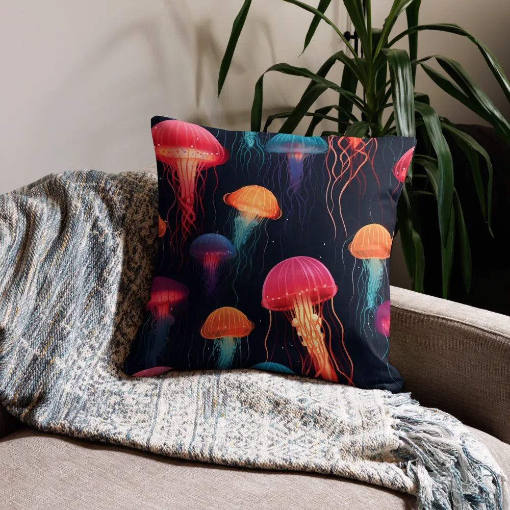 Ethereal Dance of Jellyfish | Pillow | 22″×22″