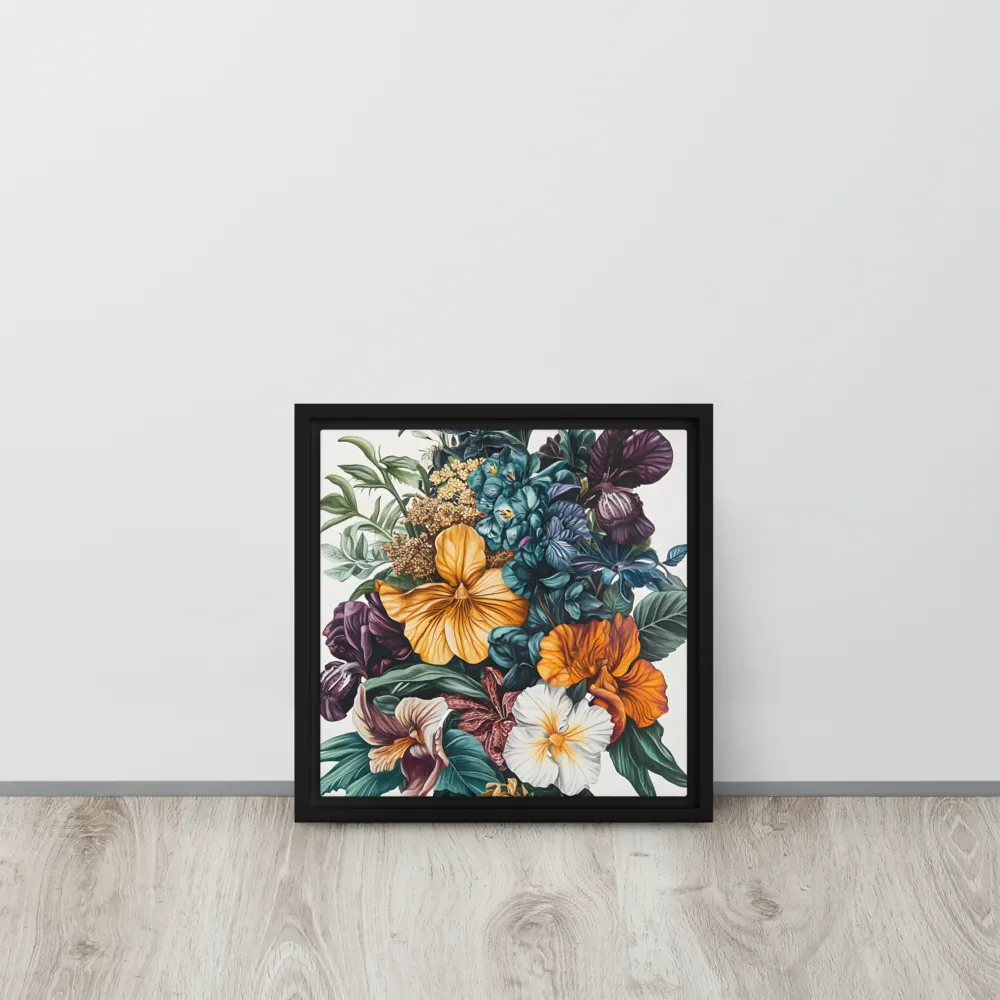 Floral Symphony | Canvas with Black Frame | 12″×12″