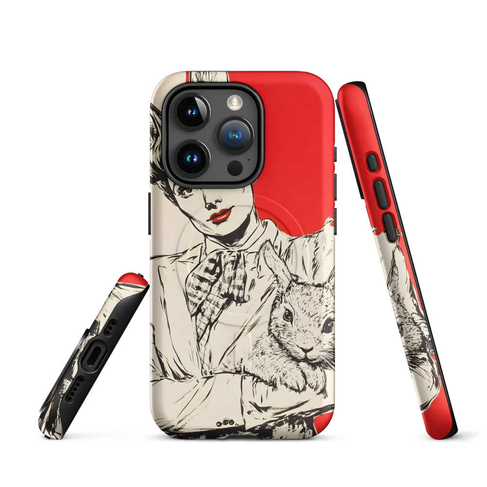 Whimsical Elegance: The Rabbit Lady | Phone Case |  15 Pro | MagSafe® Tough Case | Matte