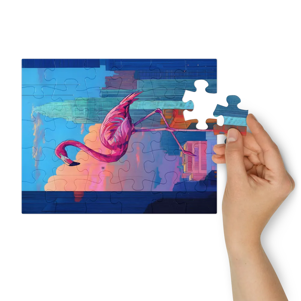 Urban Flamingo 
 Jigsaw Puzzle in Tin Box