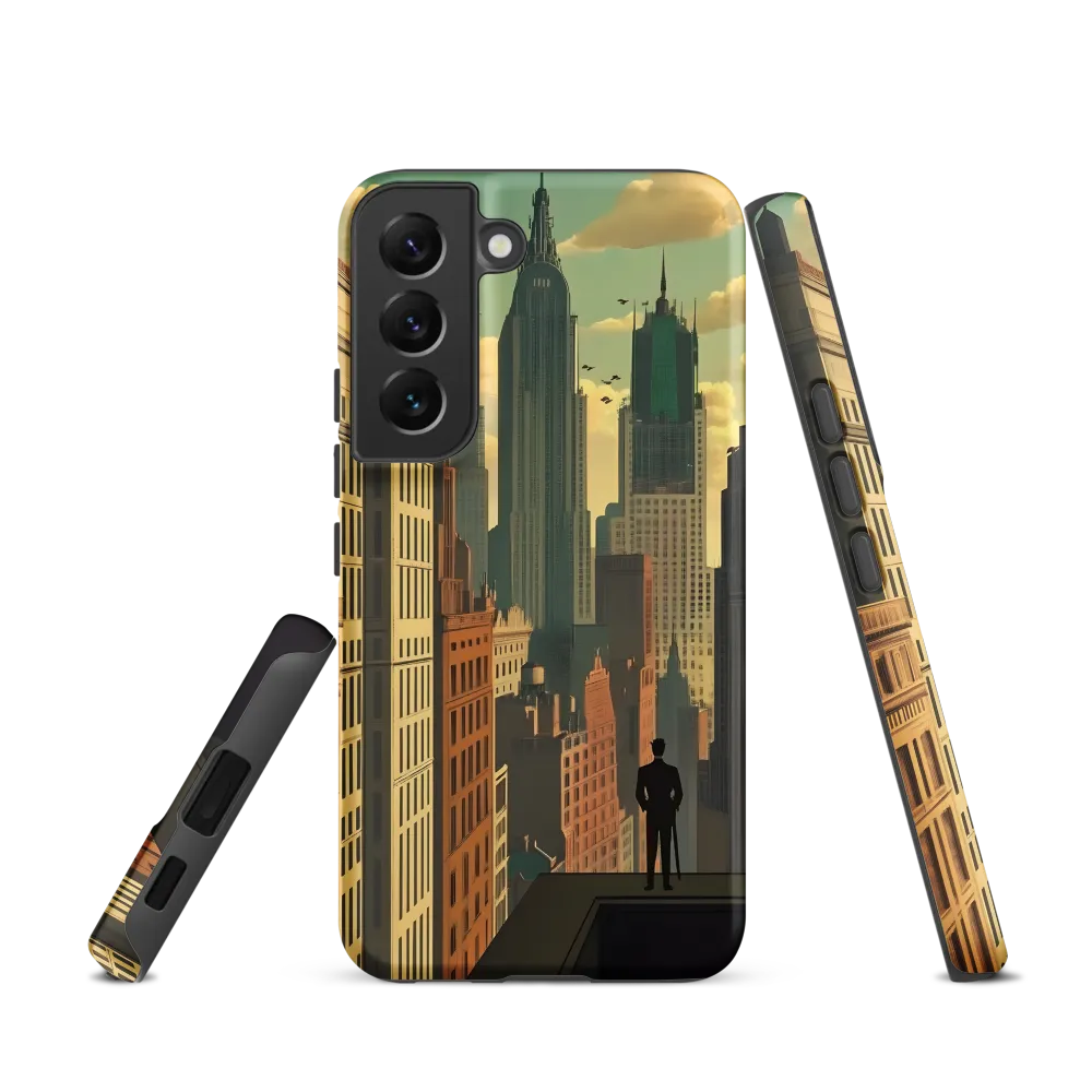 Urban Dreams: A Silhouette in Art Deco Cityscape
