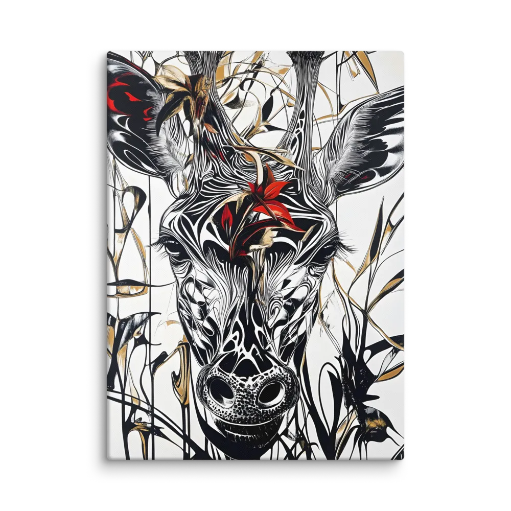Floral Elegance: The Giraffe's Portrait | Canvas | 40″×55″