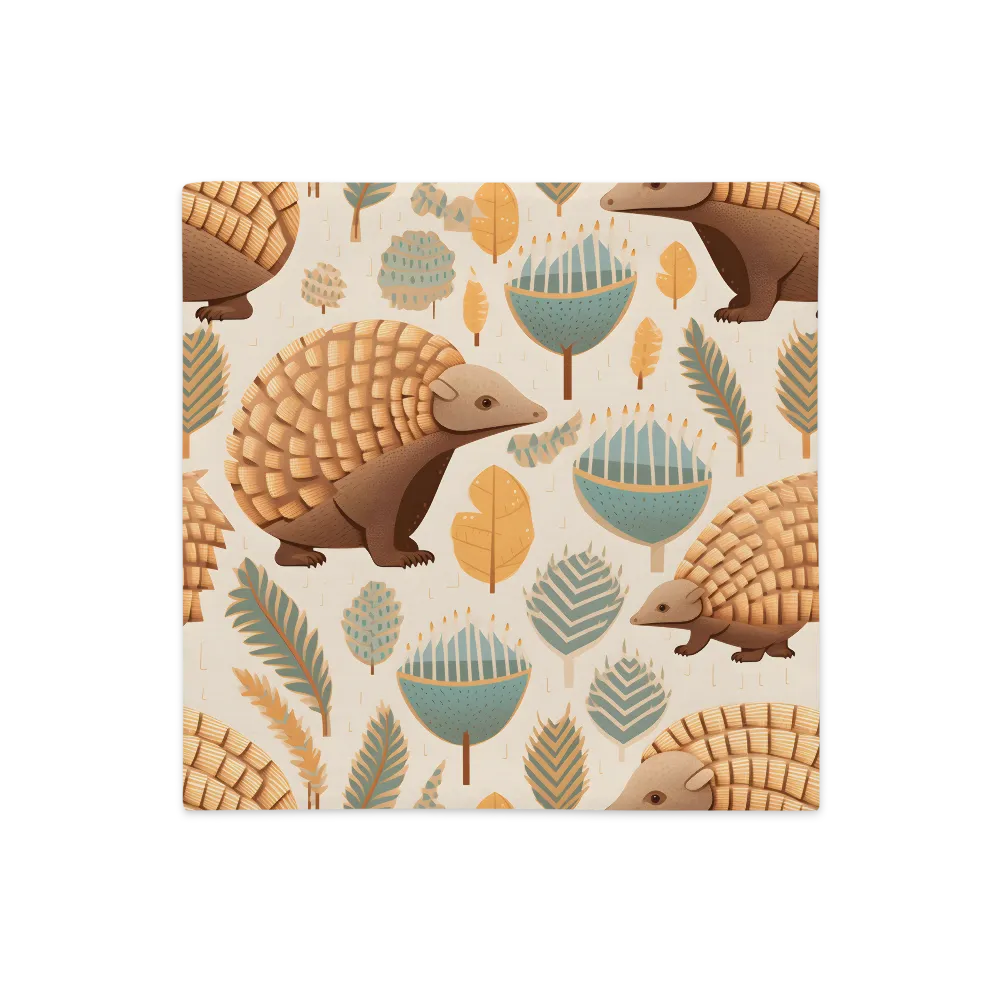 Pangolins in a Whimsical Habitat | Pillow Case | 18″×18″