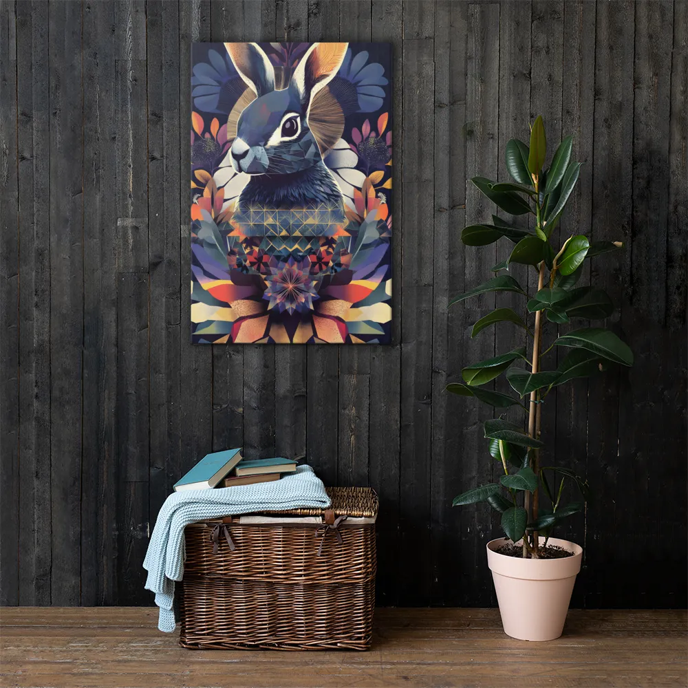 Ethereal Bunny: A Geometric Wonderland | Canvas | 24″×36″
