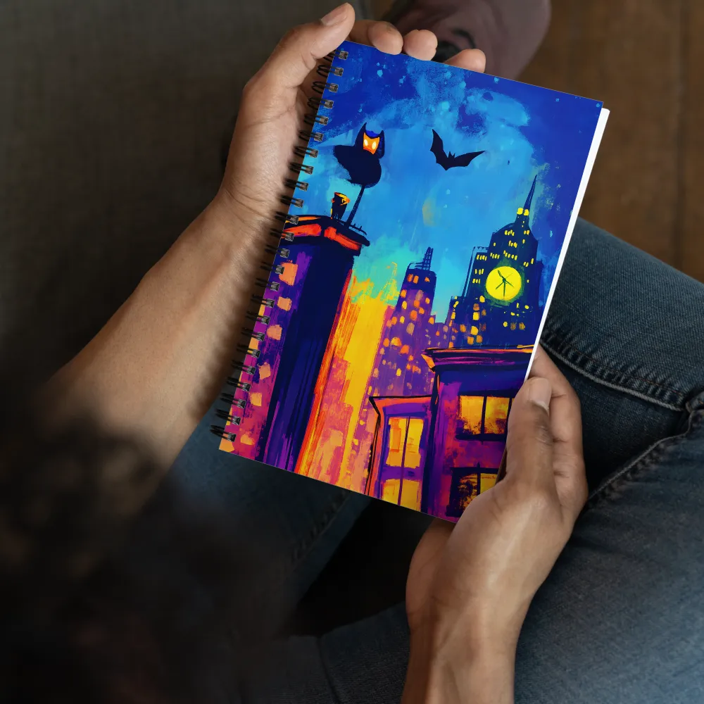 Urban Twilight: The Watchful Owl | Spiral Notebook