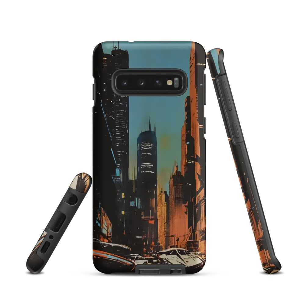 Futuristic Cityscape in Blue and Orange