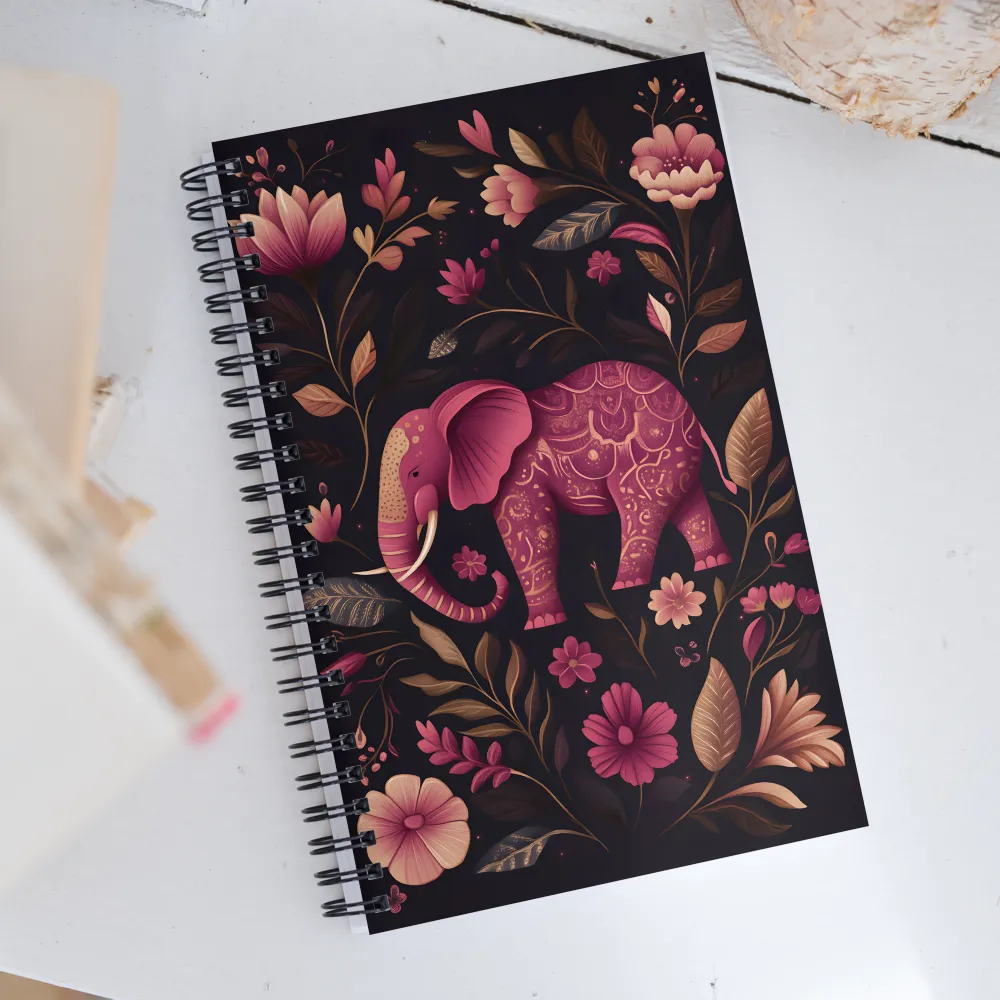 Elegance in Bloom: The Enchanted Elephant | Spiral Notebook